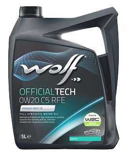 Моторное масло Wolf OfficialTech 0W20 C5 RFE, 5л (WOLF: 656355)